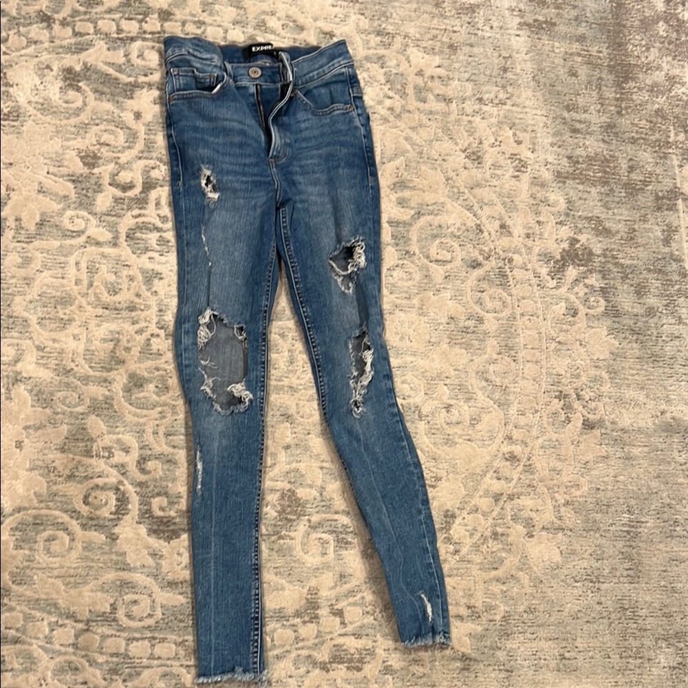 Distressed Blue Jeans